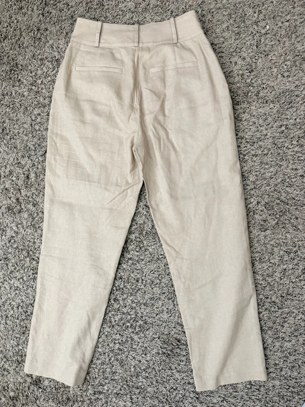 Anine Bing Linen Blend Beige High-Waist Paperbag Trousers - Size 36